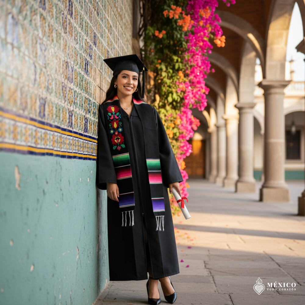 Class of 2026 Mexican zarape graduation sash Mexico todo corazon 78 x 5 in
